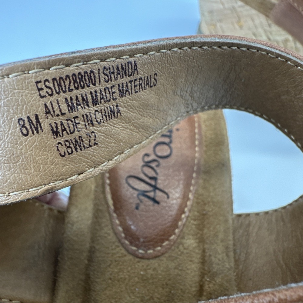 Eurosoft by Sofft Brown Strappy Wedge Sandals Hook & Loop Synthetic Womens Sz 8 - Picture 6 of 10